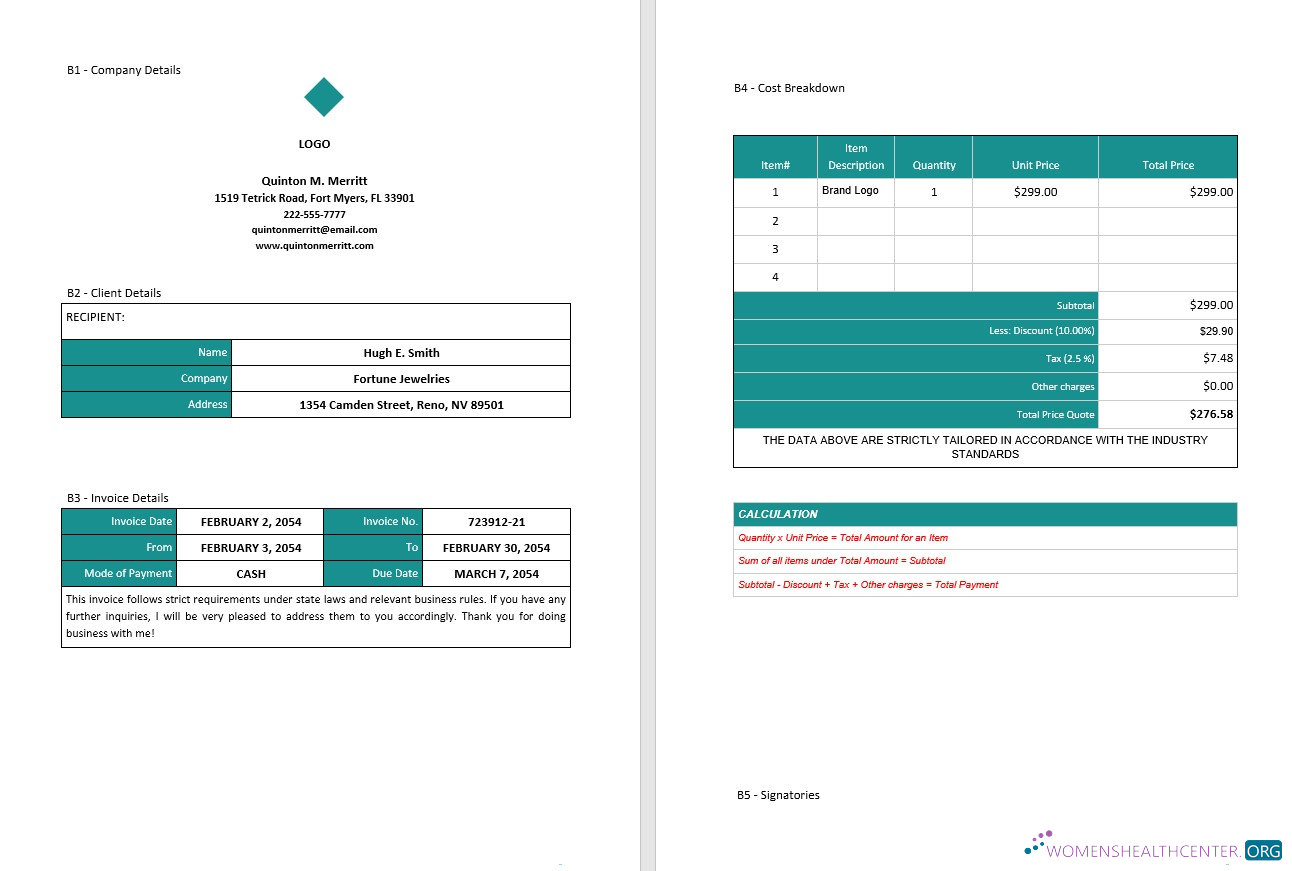 Download Sample Freelancer Invoice Template Photoshop template